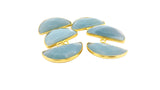 Blue Opal Half Moon Pendant 9x18mm One Loop Gold Plated over Sterling Silver and Sterling Silver – 1 Pc