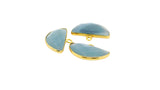 Blue Opal Half Moon Pendant 9x18mm One Loop Gold Plated over Sterling Silver and Sterling Silver – 1 Pc
