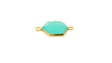 Aqua Chalcedony Hexagon Gemstone Connector, 12mm Two Loop Gold Plated Over Sterling Silver and Sterling Silver