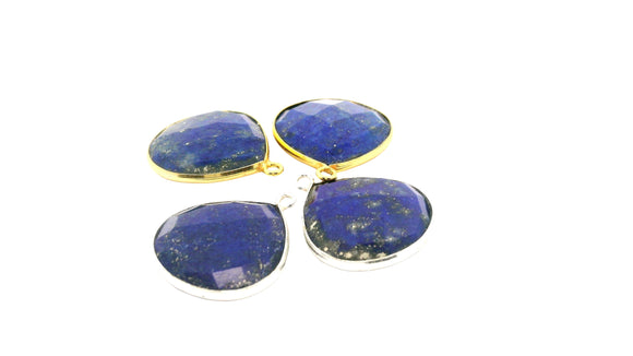 Lapis Heart Bezel 18mm One Loop Gold Plated Over Sterling Silver / 925 Silver – 1pc