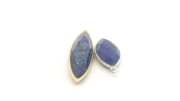 Lapis Lazuli Marquise One Loop Bezel – 9×18mm, 9×36mm – Gold Finish Over Sterling Silver / 925 Silver – 1pcs