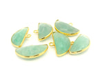 Amazonite Half Moon Stone Pendant One Loop 9x18mm Gold Plated Over Sterling Silver / 925 Silver