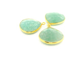 Amazonite Heart Pendant One Loop 18mm Gold Plated Over Sterling Silver / 925 Silver, 1pc