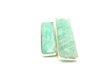Amazonite Rectangle Bezel Pendant One Loop 8mx30mm 10x40mm Gold Plated Over Sterling Silver / 925 Silver, 1pc