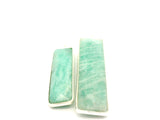 Amazonite Rectangle Bezel Pendant One Loop 8mx30mm 10x40mm Gold Plated Over Sterling Silver / 925 Silver, 1pc
