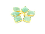 Amazonite Diamond Pendant One Loop 8mx12mm 12mx15mm Gold Plated Over Sterling Silver / 925 Silver.1pcs