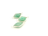 Amazonite Diamond Connector Two Loop 8x12mm 12x15mm Gold Plated Over Sterling Silver / 925 Silver Bezel.1Pcs