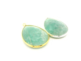 Amazonite Pear Bezel One Loop 15x18mm 18x25mm Gold Plated Over Sterling Silver / 925 Silver, 1pcs