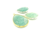 Amazonite Pear Bezel One Loop 15x18mm 18x25mm Gold Plated Over Sterling Silver / 925 Silver, 1pcs