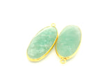 Amazonite Oval Pendant One Loop 10mx24mm ,13mx30mm Gold Plated Over Sterling Silver / 925 Silver.1Pcs