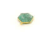 Amazonite  Hexagon Stone One Loop Bezel 12mm 15mm 18mm Gold Plated Over Sterling Silver / 925 Silver, 1pc