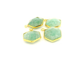 Amazonite  Hexagon Stone One Loop Bezel 12mm 15mm 18mm Gold Plated Over Sterling Silver / 925 Silver, 1pc