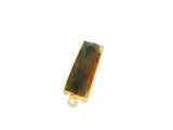 Tiger Eye Rectangle Pendant Bezel 8x30mm & 10x40mm One Loop – Gold Plated Over Sterling Silver or 925 Silver