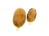 Tiger Eye Oval Pendant Bezel 10x24mm & 13x30mm One Loop – Gold Plated Over Sterling Silver or 925 Silver