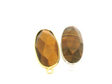 Tiger Eye Oval Pendant Bezel 10x24mm & 13x30mm One Loop – Gold Plated Over Sterling Silver or 925 Silver