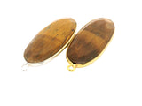 Tiger Eye Oval Pendant Bezel 10x24mm & 13x30mm One Loop – Gold Plated Over Sterling Silver or 925 Silver