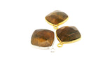 Tiger Eye Cushion Bezel 12mm, 15mm, 18mm One Loop – Gold Plated Over Sterling Silver or 925 Silver