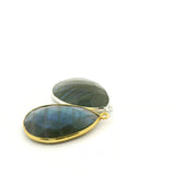 Labradorite Fire Pear Shape Bezel 15mm×18mm, 18mm×25mm – One Loop – Gold Plated Over Sterling Silver / 925 Silver – 1pcs