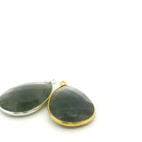 Labradorite Fire Pear Shape Bezel 15mm×18mm, 18mm×25mm – One Loop – Gold Plated Over Sterling Silver / 925 Silver – 1pcs