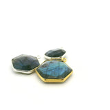 Labradorite Hexagon Shape One Loop Bezel Pendant – 12mm, 15mm, 18mm – Gold Plated Over Sterling Silver / 925 Silver – 1pcs