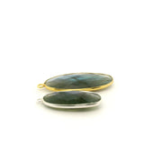 Oval Labradorite Fire Bezel 10mm×24mm, 13mm×30mm – One Loop – Gold Plated Over Sterling Silver / 925 Silver – 1pcs