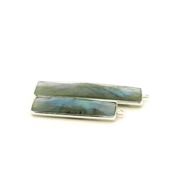 Rectangle Labradorite One Loop Bezel Pendant – 8×30mm & 10×40mm – Gold Plated / 925 Silver – 1pcs
