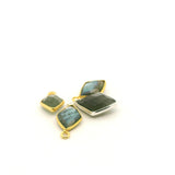 Labradorite Fire Diamond Shape Bezel 8mm×12mm, 12mm×15mm – One Loop – Gold Plated Over Sterling Silver / 925 Silver – 1pcs