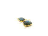Labradorite Cushion Shape Bezel Connector with Corner Loop – 12mm, 15mm, 18mm – Gold Plated Over Sterling Silver / 925 Silver – 1pcs