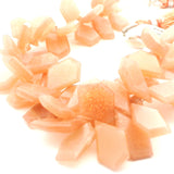 Title: Peach Moonstone Faceted Pentagon Nugget Beads – Approx. 10–16 mm – Natural Peach Moonstone
