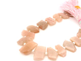 Peach Moonstone Faceted Slice Beads – 14–20mm Freeform Geometric Gemstones – 19 Beads in Strand