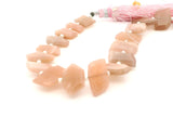 Peach Moonstone Faceted Slice Beads – 14–20mm Freeform Geometric Gemstones – 19 Beads in Strand