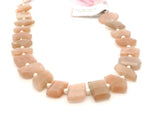 Peach Moonstone Faceted Slice Beads – 12–18mm Freeform Geometric Gemstones – 22 Beads in Strand