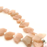 Peach Moonstone Faceted Slice Beads – 12–18mm Freeform Geometric Gemstones – 22 Beads in Strand