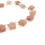 Natural Red Strawberry Quartz Faceted Slice Beads Strand – 10–14mm Freeform Geometric Pink Quartz Gemstone Beads – 16 Beads in Strand for Jewelry Making