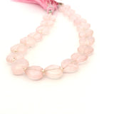 Rose Quartz Faceted Oval Beads – Approx. 10–12 mm – Natural Light Pink Quartz Beads