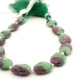 Natural Ruby Zoisite Oval Faceted Gemstone Beads 10×14mm to 12×18mm – 13 Beads in a Strand