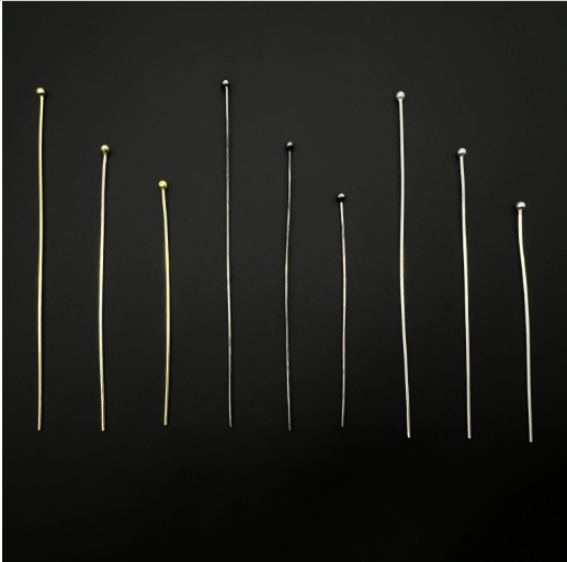 A Pack of Ball Head Pins, E-coated, 22Gauge, Available in 3Colors:(Gold Finish,Silver Plated,Gunmetal)3sizes (2