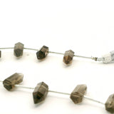Smoky Quartz Faceted Hexagon Point Bead Strand 8mm x 12mm – Natural Brown Gemstone, 10 Beads  Bead Size