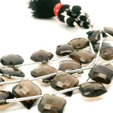 Smoky Quartz Faceted Freeform Beads 12×16mm | Natural Smoky Quartz | 10 Beads per Strand