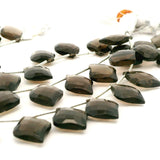 Smoky Quartz Faceted Freeform Beads 14×18mm | Natural Smoky Quartz | 14 Beads per Strand