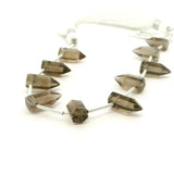 Smoky Quartz Faceted Hexagon Point Bead Strand 8mm x 12mm – Natural Brown Gemstone, 10 Beads  Bead Size