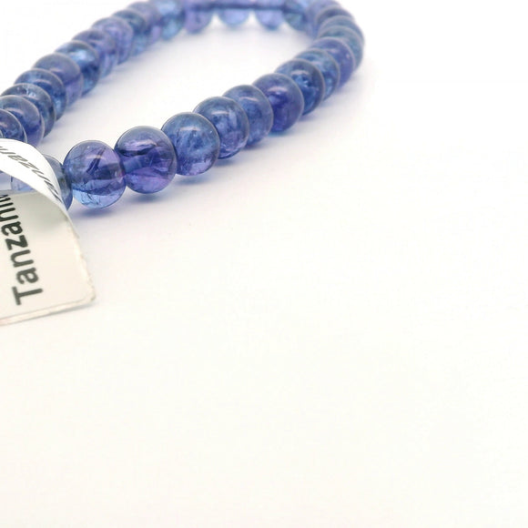 Tanzanite Gemstone Beads Strand, Natural Violet Blue Round 6mm Beads, 28 Beads