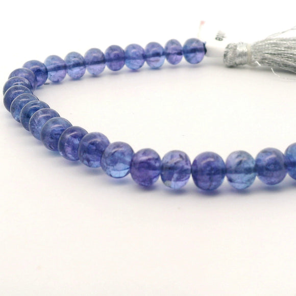 Tanzanite Gemstone Beads Strand, Natural Violet Blue Round 6mm Beads, 38 Beads