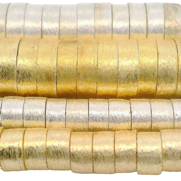 Brushed Finish Gold Drum  Round Rondell Cylinder Bead Four Size Available :,4mX8mX4mmX10m,4mx12m,4mX14m