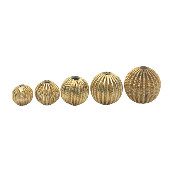 Melon Shaped Designed Bead 11-26 Pcs. in Strands, Fancy Gold ,Silver And Gunmetal Beads, E-coated Beads, Multiple Sizes: 6X6mm - 19X19mm.