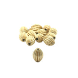 1 Strand of Brushed  Fancy Gold Finish Beads  E-coated Beads. Size: 13mmX9mm