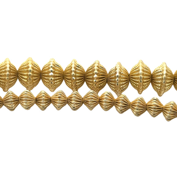 1 Strand of Brushed  Fancy Gold Finish Beads  E-coated Beads. we offer Three Size :9mmX12mm,9mX15m