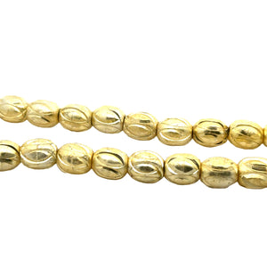 1 Strand of Brushed Finish Fancy Shiny Round Gold Finish Beads , E-coated Beads. Bead Size is: 10mmX8mm NO-84