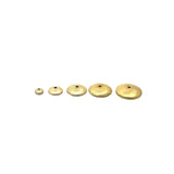 A Strand of Brushed Finish Disc Beads with Center Hole. Available in Gold Color, E-coated, Copper/Brass Bead,  Six Size- 6,8,10,12,14,16& 18mm.