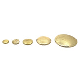 1 Strand of Brushed E-Coated Round Flat Coin Shaped Beads in 2 colors (Gold Finish and Silver Plated) and 5 sizes (16X7,24X8,35X9,12X6,14X510X4)